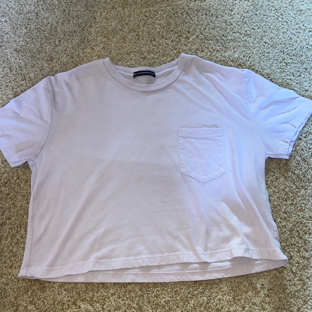 light purple crop t-shirt with pocket